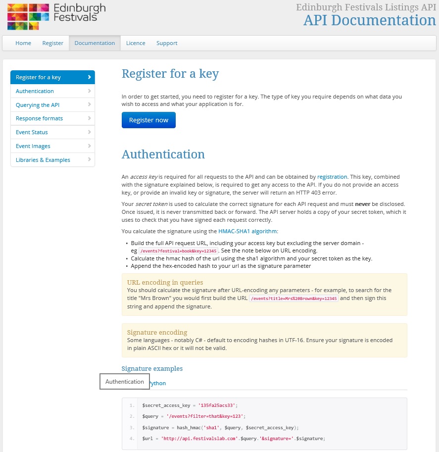 API registration