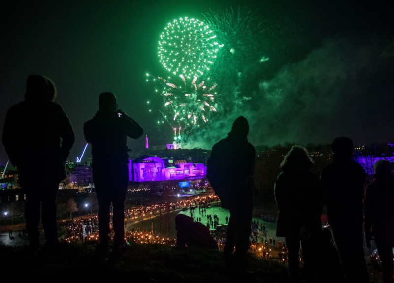 Torchlight_Hogmanay - FireworksfromSalisburyCrags photo IanGeorgeson