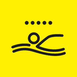 A graphic with an icon representing the Modern Pentathlon, in the yellow and black of the 2016 Edinburgh International Festival
